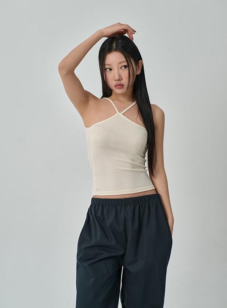 Ribbed Layered Cami and Long Sleeve Top CG316