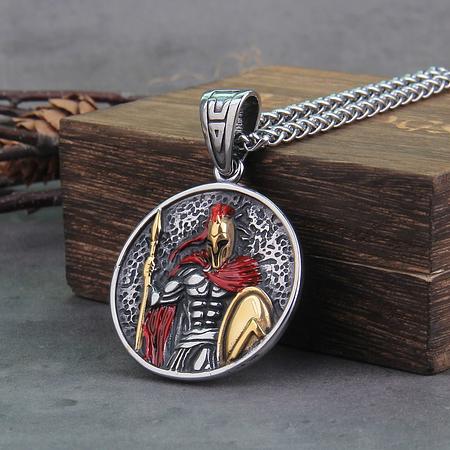 Ancient Greek Warrior Spartan Shield Pendant Necklace