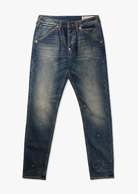 Evisu Mens Graffiti Daicock And Ink Dropping Effect Jeans In Mid-Tone