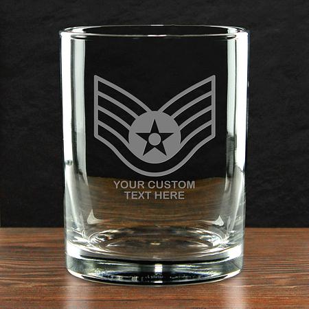 US Air Force &#39;Build Your Glass&#39; Personalized 14 oz. Double Old Fashioned Glass