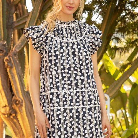 Heart Printed Eyelet Shift Dress