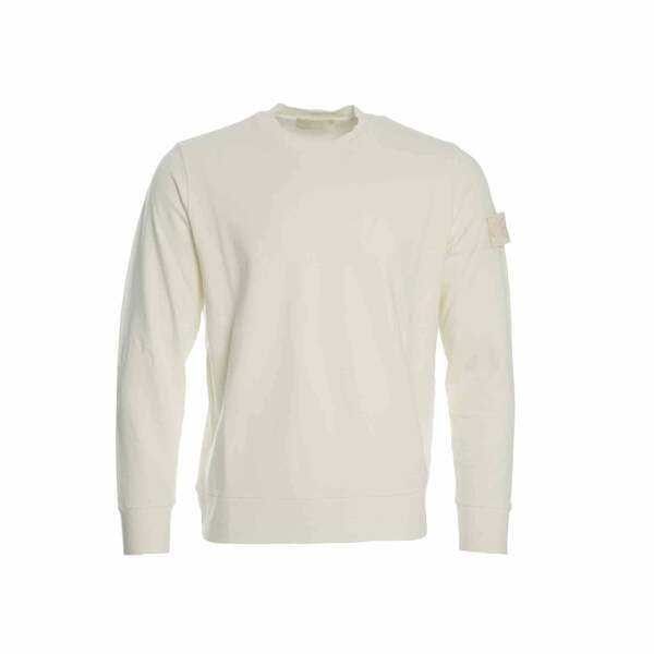 Stone Island Ghost Piece Garment Dyed Sweatshirt in Natural White