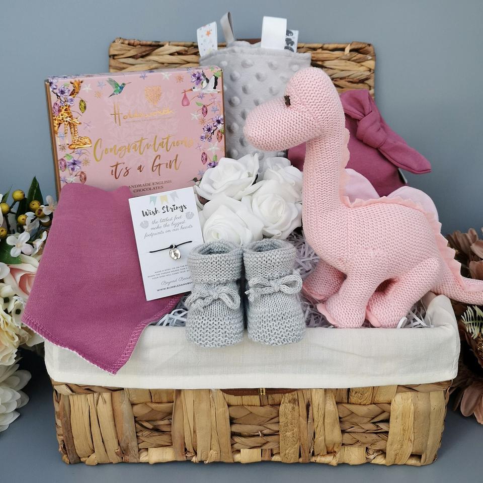 Dotty Dinosaur - Delightful Baby Girl Basket