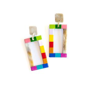 Rainbow Colorblock Earrings-Sunshine Tienda