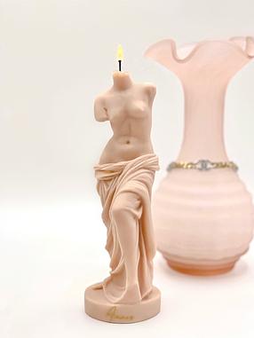 Venus Goddess Sculpture Wine Flute Set of 2 - Handcrafted