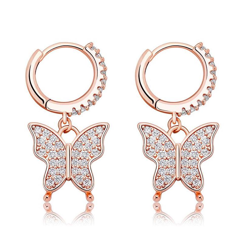 Butterfly full zircon hip hop earrings