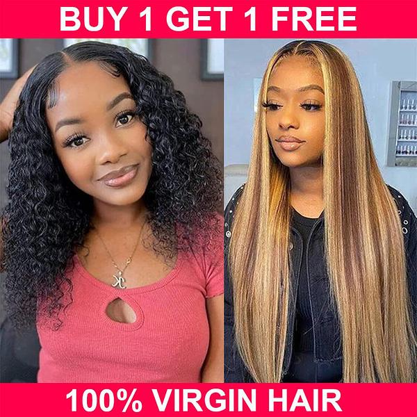 Buy One Get One Free $139.8 Get 18&#39;&#39; 4x4 Lace Closure Body wave Highlight P4/27 Color Wigs Plus 13x4 Lace Front Water Wave Bob