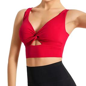 Elena Collection - Red Front Knot Gym Bra With Support  id S 