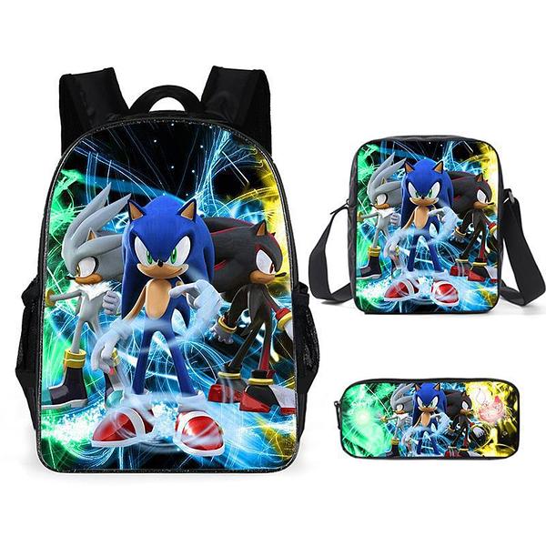 3PC-SET Sonic Backpack for Primary and Middle School Students