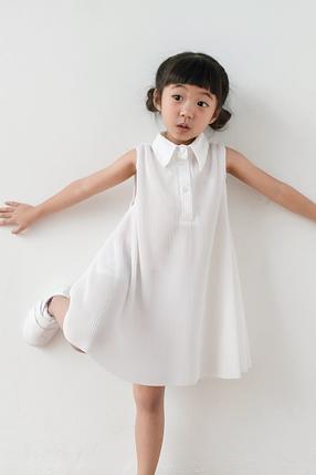 Jenna Pleats White Dress for Kids