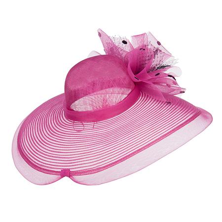 Polka Dot Net Bow Wide Sinamay Hat