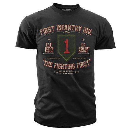 1st Infantry Retro Men&#39;s Army T-Shirt - Black Ink Mens T-Shirt