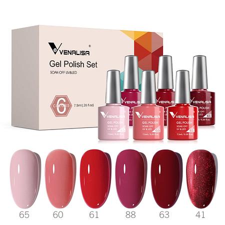 Red &amp; Pink- 6 Colors Gel Polish Set