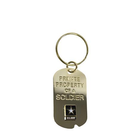 Army &#39;Property Of A Soldier&#39; Crest Craft Dog Keychain