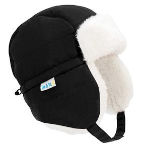 Black Cozy Faux Fur Lined Waterproof Trapper Hat