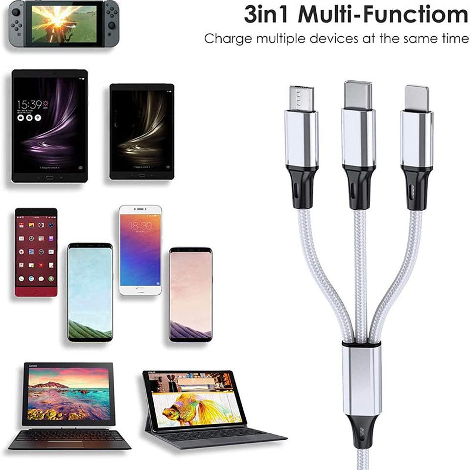 PBG 3 In 1 Charging Cable Collection 4 FT Large Charge 3 Devices at Once!