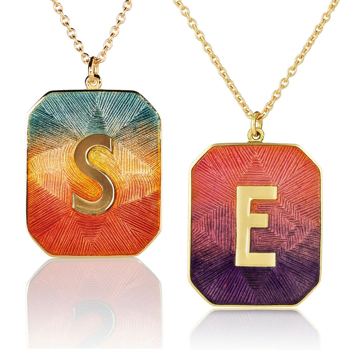 Brooke Gregson Sunrise Enamel Letter 'S' Pendant Necklace