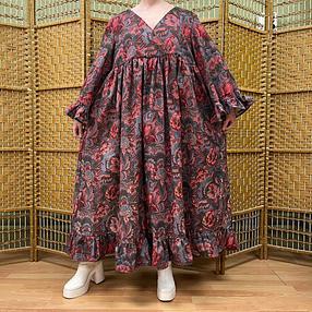 Handmade Midi Smock Dress Reworked From Vintage Curtains - SIZE L 14/16