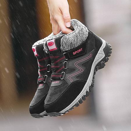 Winter fleece couple sports running shoes.