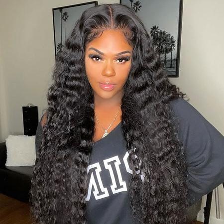 Deep Wave 13X6 Lace Front Wig Human Hair Wigs Pre Plucked With Baby Hair