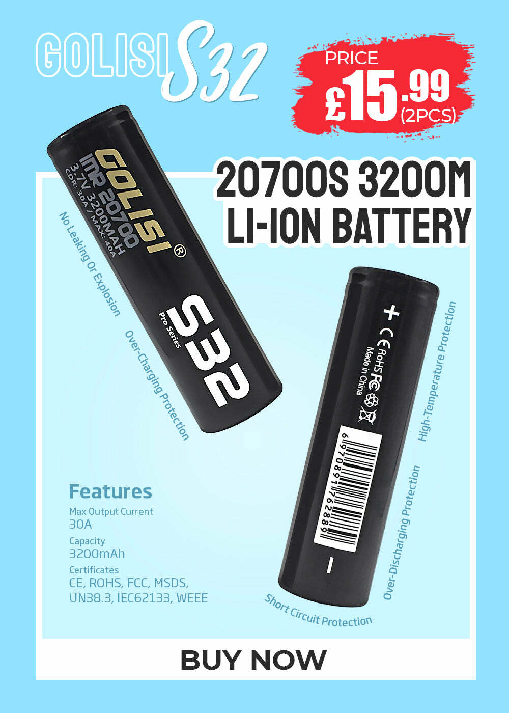 https://www.newvaping.com/products/golisi-s32-3200mah-40a-18650-li-ion-battery  PEORICE i 15S ; 207008 3200M LI-ION BATTERY BUY NOW 