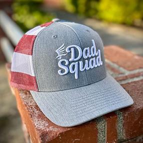 Dad Squad Mid Rise Trucker Cap - Grey/Flag