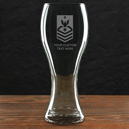 US Navy &#39;Build Your Glass&#39; Personalized 23 oz Pilsner Beer Glass