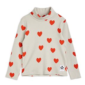 Mini Rodini Hearts Print Kids Turtleneck Shirt