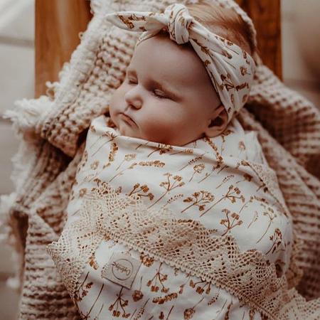 Fringed Organic Cotton Wrap - Large 90x140cm - Ivy (+ matching topknot)