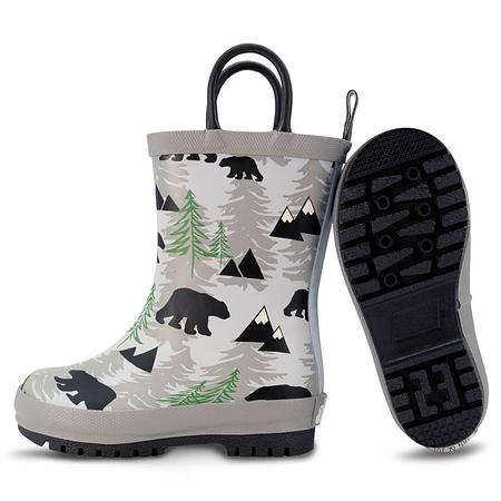 Natural Rubber Kids Mountain Bear Rain Boots