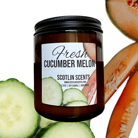 Fresh Cucumber Melon | Amber Glass Candle