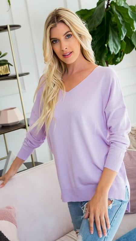 Super Soft Tunic Sweater - Light Purple