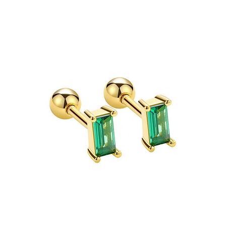 Trendolla Emerald Cubic Zirconia Diamond Ball Back Earrings Sleeper Earrings