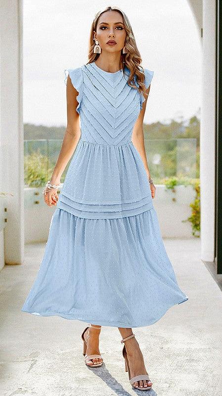 Ruffle Solid Willow Smocked Maxi Dress