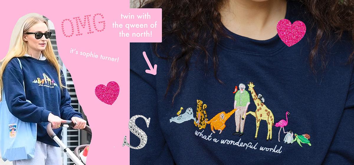 David Attenborough What A Wonderful World Embroidered Sweatshirt - Limpet  Store