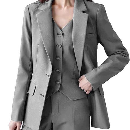 Fashion Women Suit 3 Pieces Flat Notch Lapel (Blazer+vest+Pants)