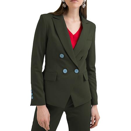 Formal 2 Pieces Women Suit Flat Peak Lapel Blazer
