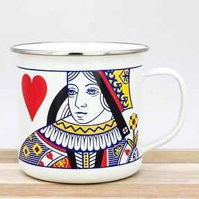 Playing Cards Queen of Hearts Enamel Mug