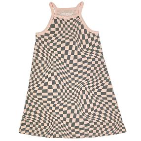 Tiny Whales Wavy Check Cami Dress | faded pink/grey