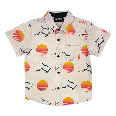 Kids White Button Up Sunset Scene | Tiny Whales
