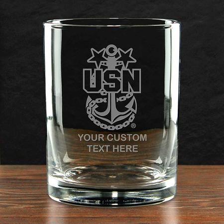 US Navy &#39;Build Your Glass&#39; Personalized 14 oz. Double Old Fashioned Glass