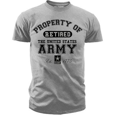 US Army Property of the Army Retired - Black Ink Mens T-Shirt