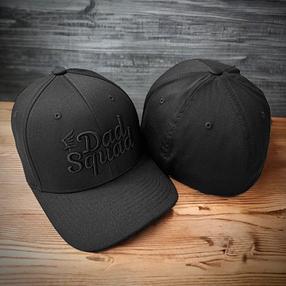 Dad Squad Mid Rise Flexfit Cap - Black/Black