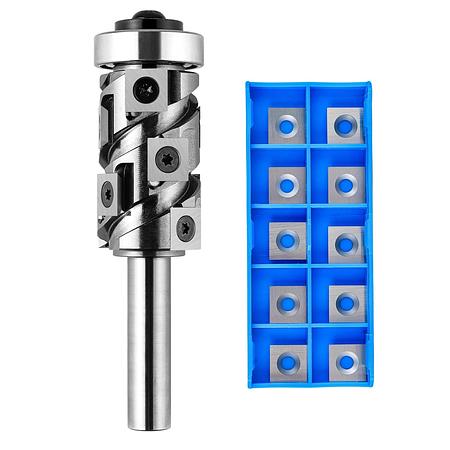 SpeTool Ranger Series W07019 &amp; O01001 Carbide Insert Flush Trim with Bottom Bearing 32mm Dia x 1/2&quot; Shank Template Router Bit with 10PCS Replaceable Carbide Inserts