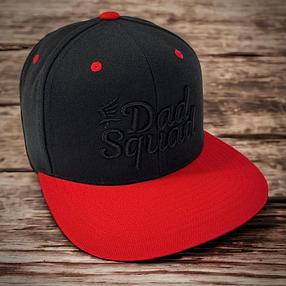 Dad Squad Flat Bill Cap - Black/Red