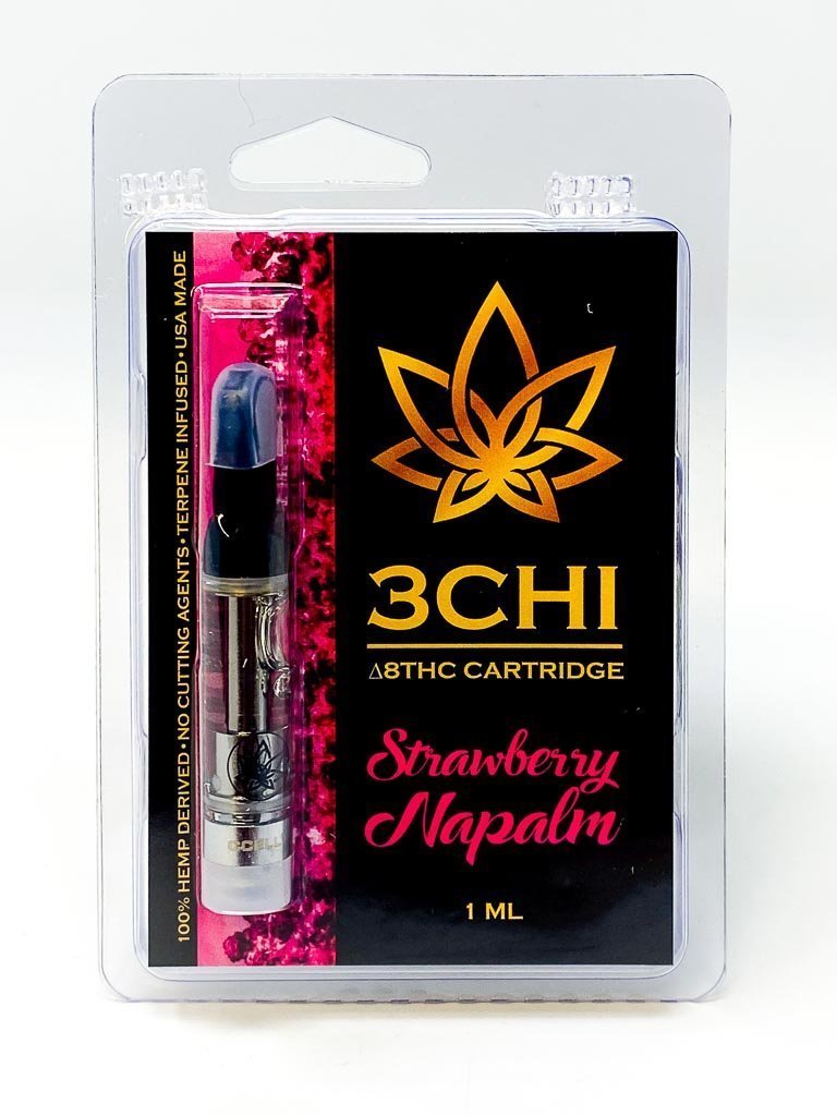 3CHI Delta 8 THC Vape Cartridge .5ml -Strawberry Napalm