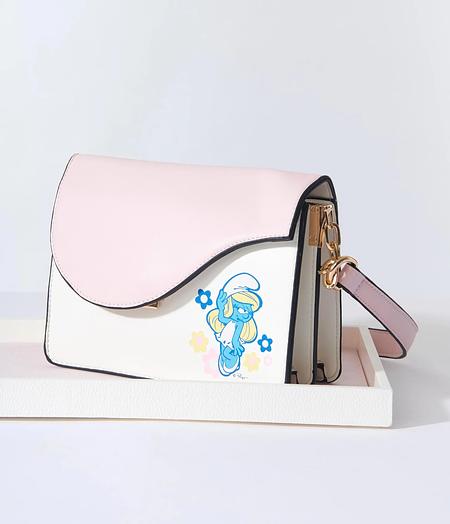The Smurfs x Unique Vintage Pink &amp; White Smurfette Handbag
