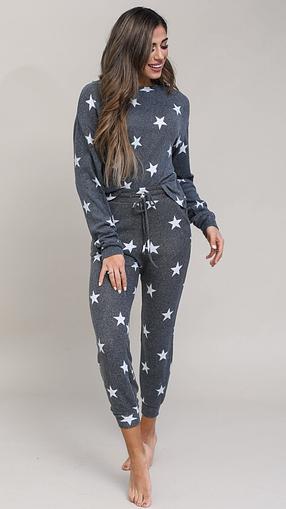 Charcoal Star Lounge Set -Top &amp; Joggers