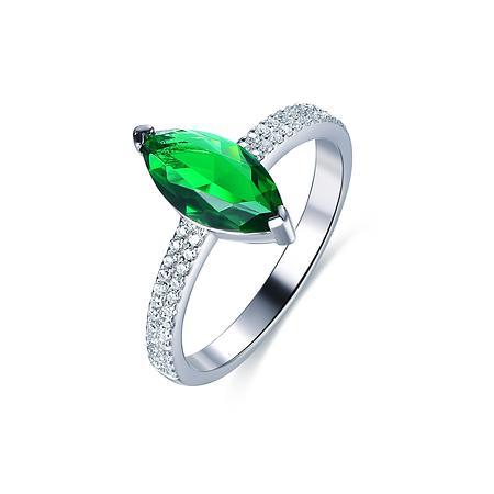 Emerald Green Marquise Cut Engagement Ring