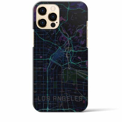 【ロサンゼルス】地図柄iPhoneケース（バックカバータイプ・ブラック）＜全国送料無料＞